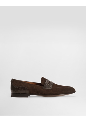 Dolce & Gabbana Split Calfskin And Alligator Slippers - Man Driver Shoes And Loafers Multicolor 43