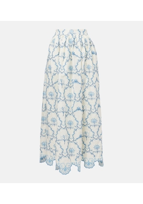 Agua by Agua Bendita Tangelo floral linen maxi skirt