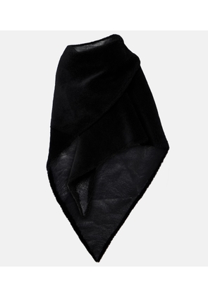 Balenciaga Shearling-trimmed leather scarf