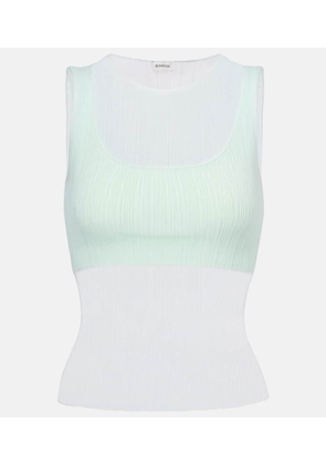 Simkhai Oakley Plisse semi-sheer tank top