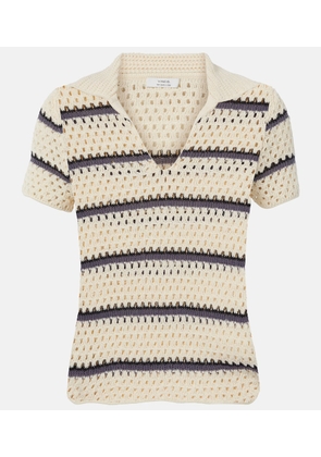 Vince Striped pointelle polo sweater