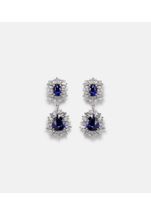 Suzanne Kalan 18kt white gold drop earrings with diamonds and sapphire