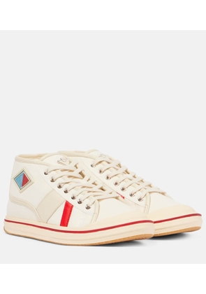 Bottega Veneta Leather-trimmed canvas high-top sneakers