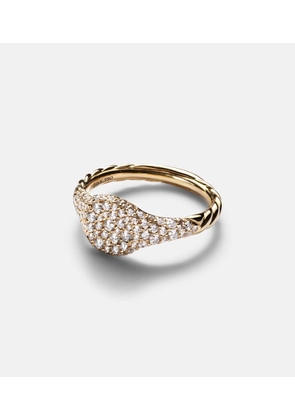 David Yurman Petite Pave 18kt gold pinky ring with diamonds
