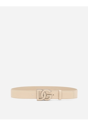 Dolce & Gabbana Deerskin-print Calfskin Belt With Logo Print - Man Belts Beige 110
