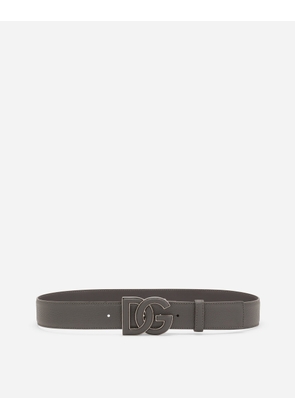 Dolce & Gabbana Deerskin-print Calfskin Belt With Logo Print - Man Belts Grey 95