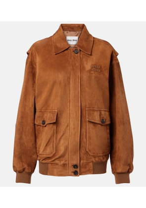 Miu Miu Logo suede blouson jacket