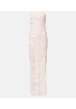 Rotate Embroidered mesh maxi dress