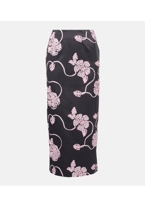 Rotate Floral satin midi skirt