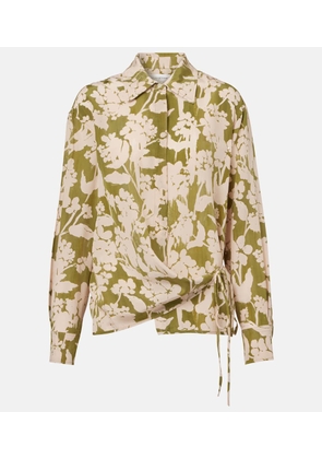 Victoria Beckham Printed gathered silk blouse