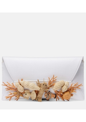 Aquazzura Marea raffia-effect clutch