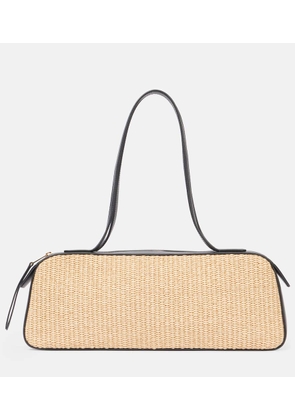 Khaite Simona leather-trimmed raffia shoulder bag