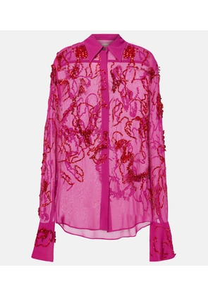 Dries Van Noten Sequined sheer chiffon blouse