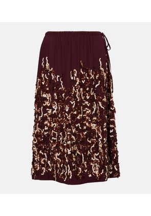 Dries Van Noten Sequined silk midi skirt