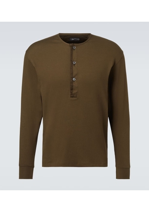 Tom Ford Ribbed-knit cotton-blend Henley shirt