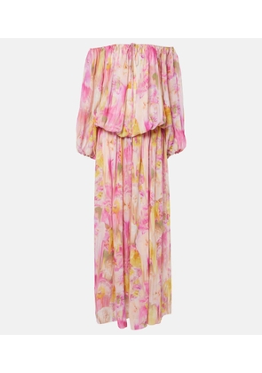 Blumarine Floral off-shoulder georgette gown