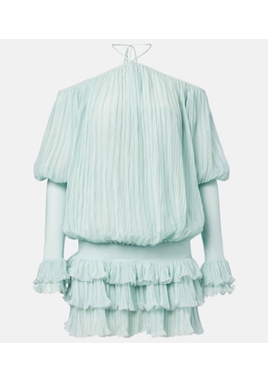Blumarine Plisse silk chiffon minidress