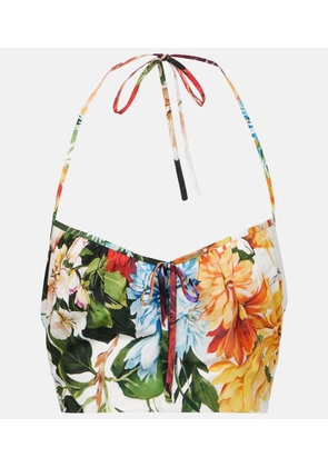 Dolce&Gabbana Floral cotton poplin crop top