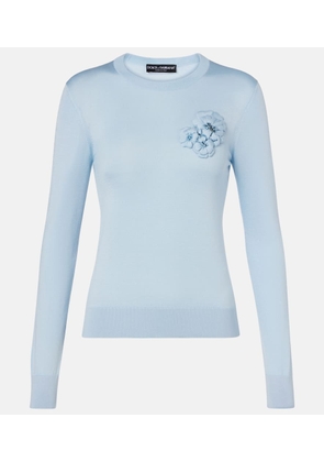Dolce&Gabbana Floral-applique silk sweater