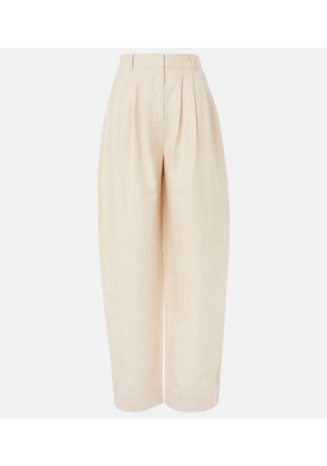 Posse Lucille pinstripe linen barrel-leg pants