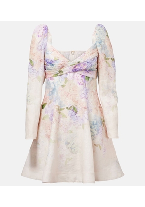 Zimmermann Dawning floral puff-sleeve linen minidress
