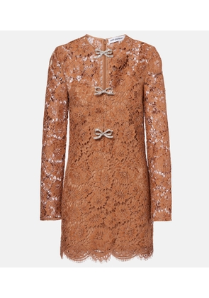 Self-Portrait Embellished bow-detail lace minidress