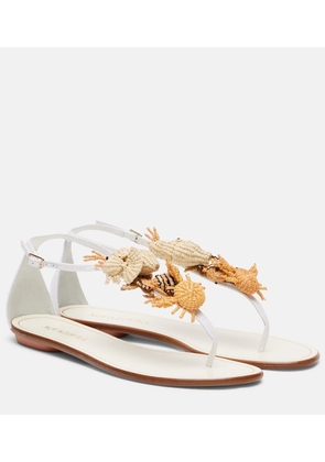Aquazzura Marea raffia and leather thong sandals