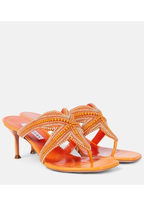 Aquazzura Reef Star beaded leather thong sandals