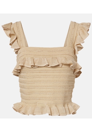 Zimmermann Ruffled lace lame top