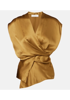 The Sei Silk satin wrap top