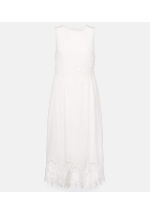 Velvet Bianca lace-trimmed midi dress