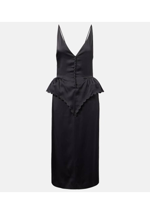 Stella McCartney Open-back peplum satin midi dress