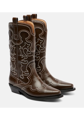 Ganni Mid Shaft embroidered cowboy boots