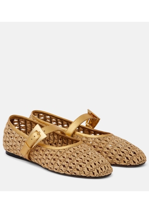 Paris Texas Sveva raffia Mary Jane flats