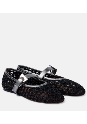 Paris Texas Sveva buckle-detail raffia ballet flats