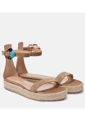 Gianvito Rossi Embellished suede espadrille sandals