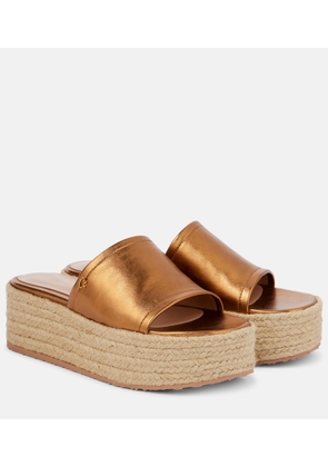 Gianvito Rossi Metallic leather espadrille slides