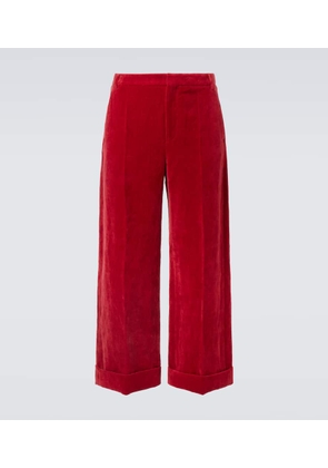 Valentino Cotton and linen velvet wide-leg pants