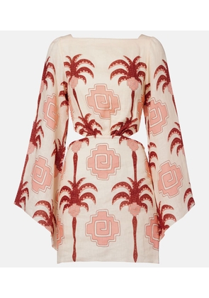 Johanna Ortiz Cutout printed linen minidress