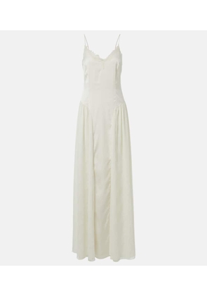 Rotate Bridal lace-trimmed satin maxi dress