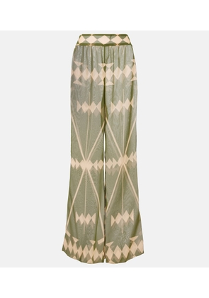 Johanna Ortiz Printed sheer chiffon palazzo pants