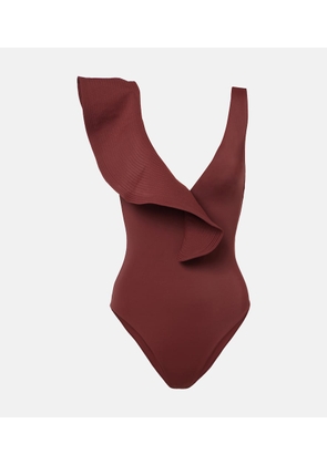 Johanna Ortiz Boleros asymmetric ruffled swimsuit