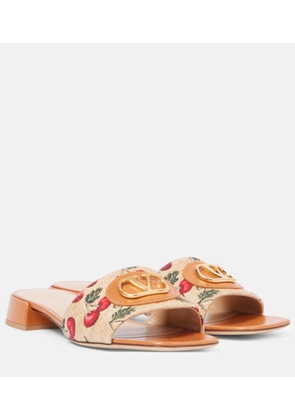 Valentino Garavani VLogo Cherryfic leather-trimmed slides