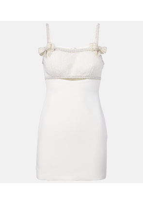 Self-Portrait Faux pearl-embellished crepe minidress