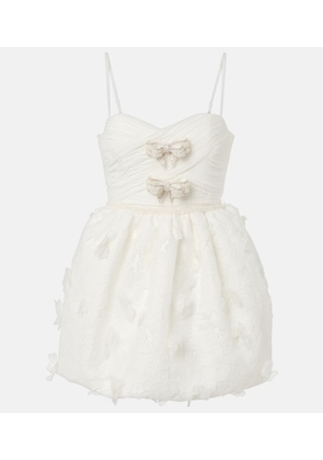 Self-Portrait Bridal pleated organza and lace minidress