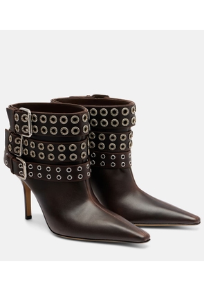 Mach & Mach Buckle Belt 95 leather ankle boots