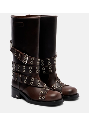 Mach & Mach Buckle Belt leather biker boots
