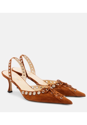 Mach & Mach Crystalized Corset 65 suede slingback pumps