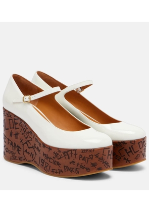 Chloe Maxime leather Mary Jane wedge pumps