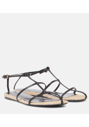 Khaite Cage leather raffia-trimmed sandals